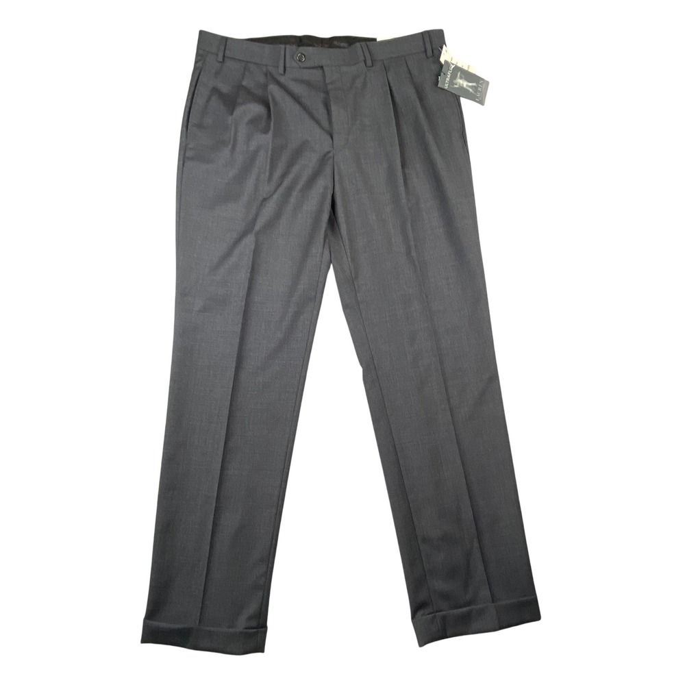 Lauren Ralph Lauren Mens 38x32 Charcoal Gray Ultraflex Wool Pleated Dress Pants